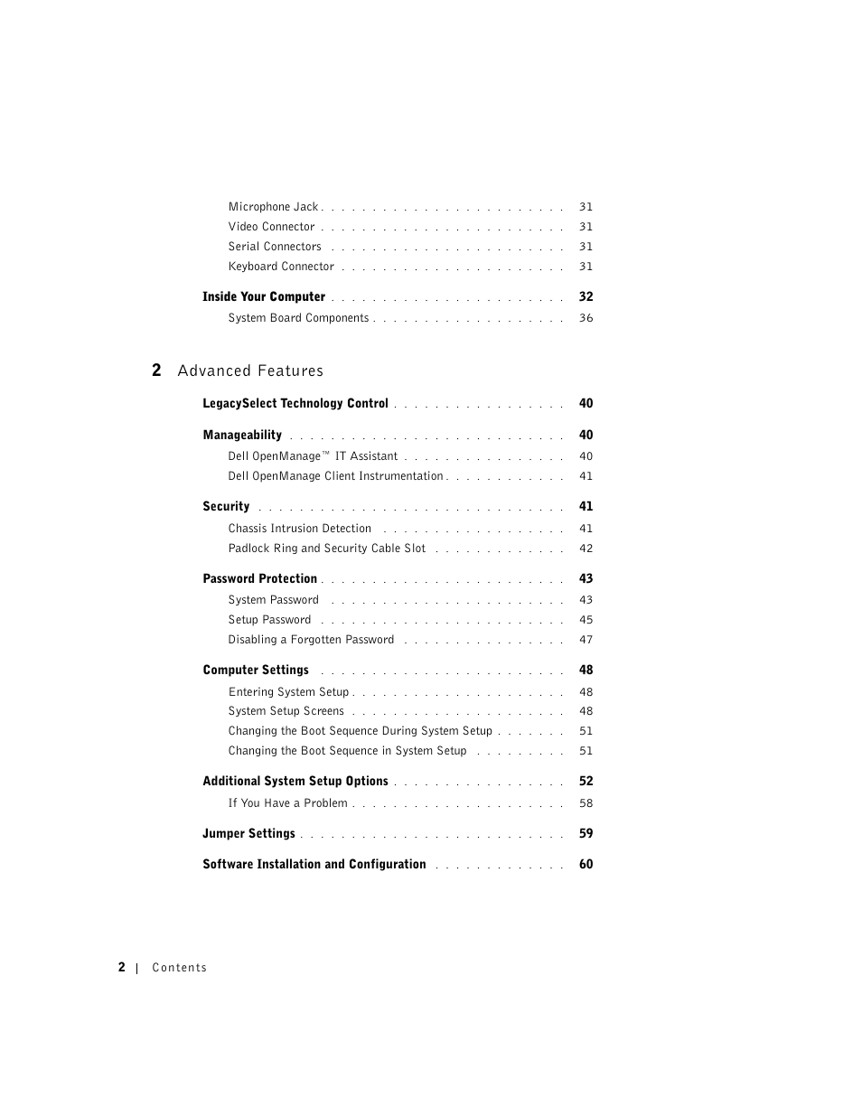 2 advanced features | Dell OptiPlex GX240 User Manual | Page 4 / 298