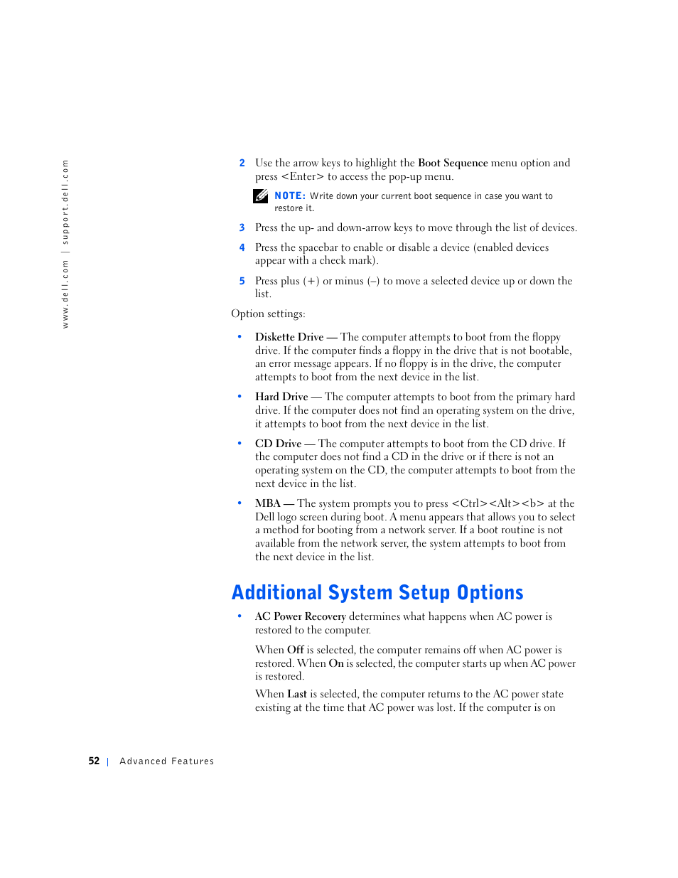 Additional system setup options | Dell OptiPlex GX240 User Manual | Page 54 / 298