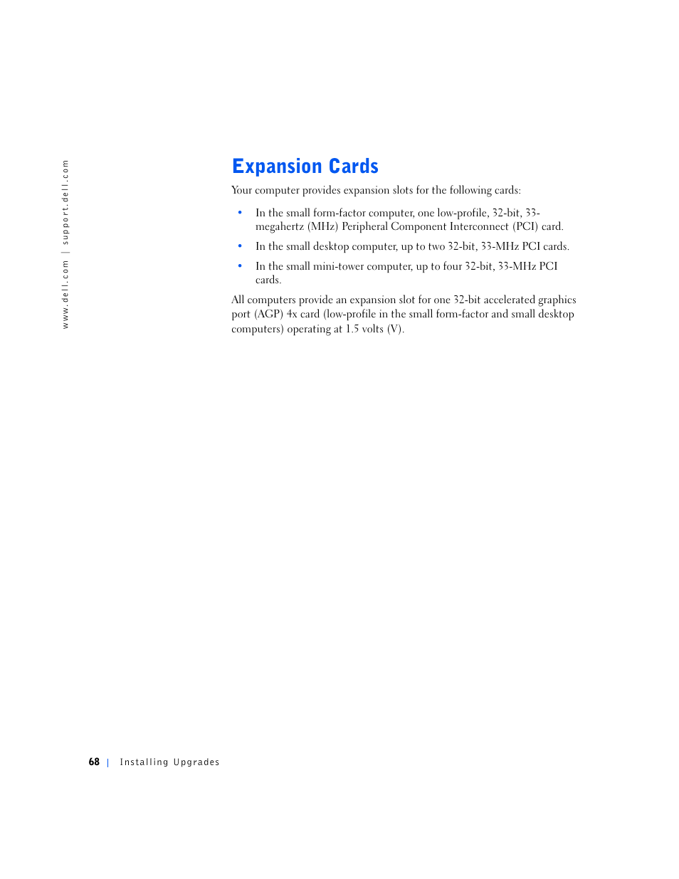 Expansion cards | Dell OptiPlex GX240 User Manual | Page 70 / 298