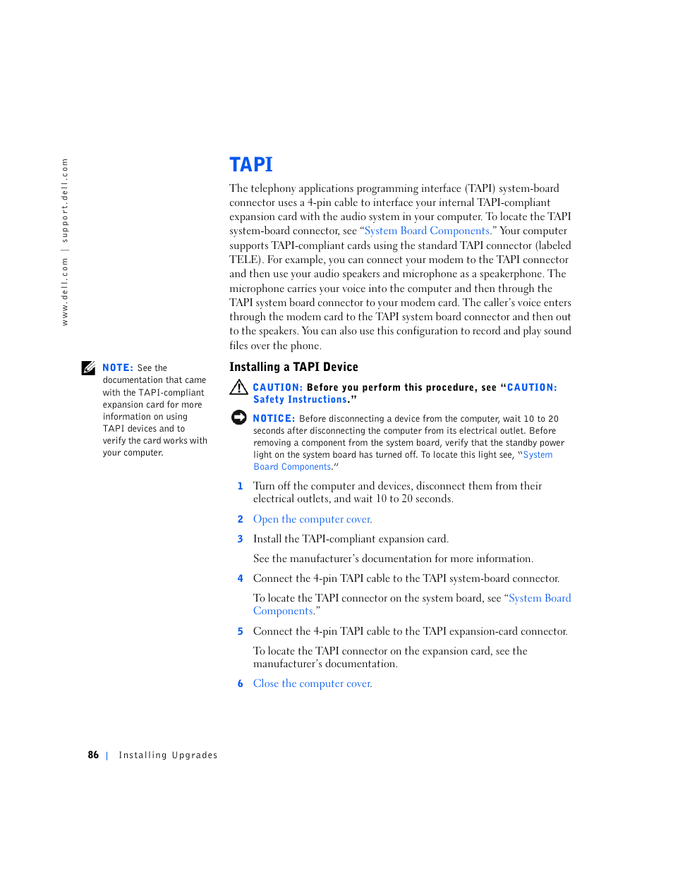 Tapi | Dell OptiPlex GX240 User Manual | Page 88 / 298