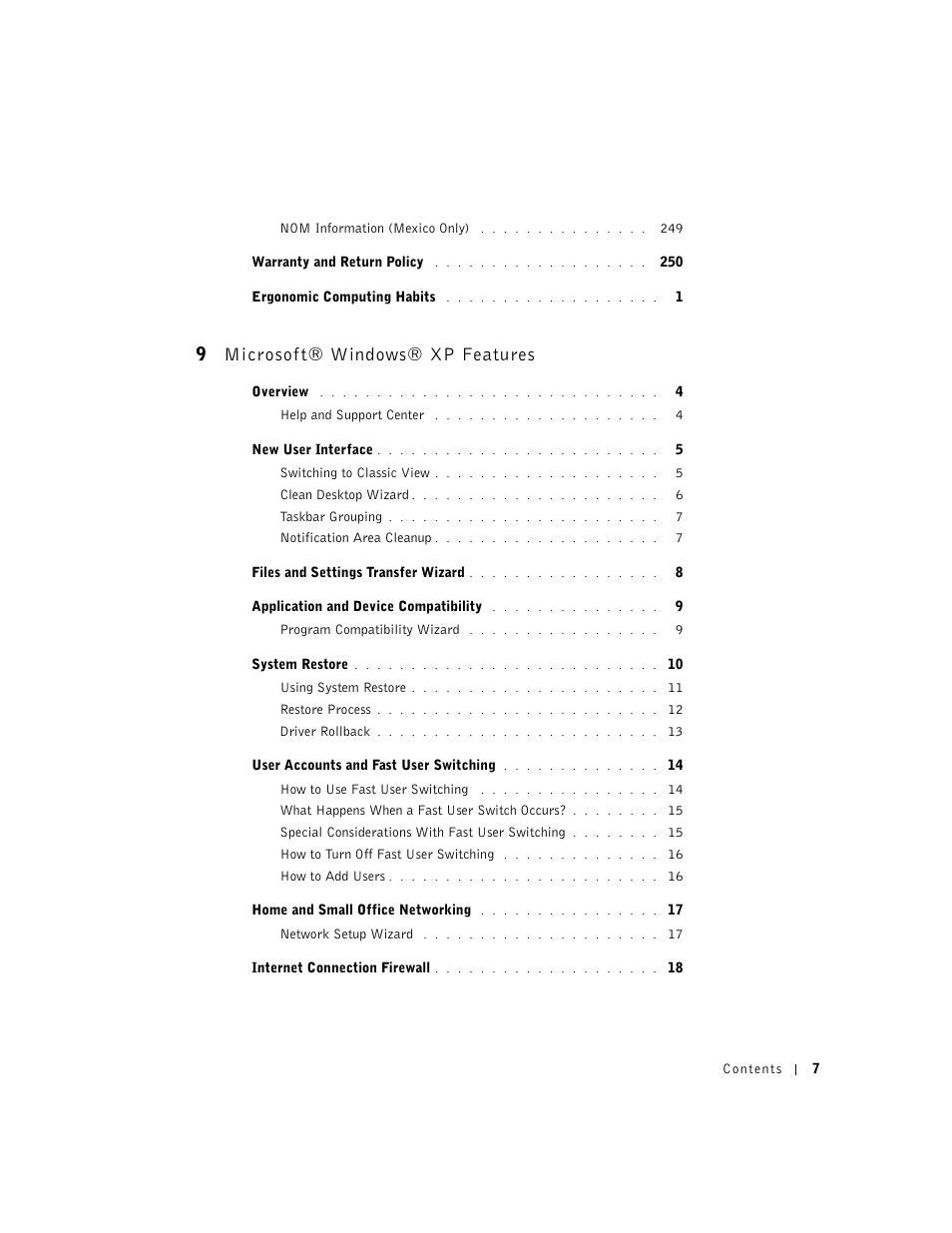 9 microsoft® windows® xp features | Dell OptiPlex GX240 User Manual | Page 9 / 298