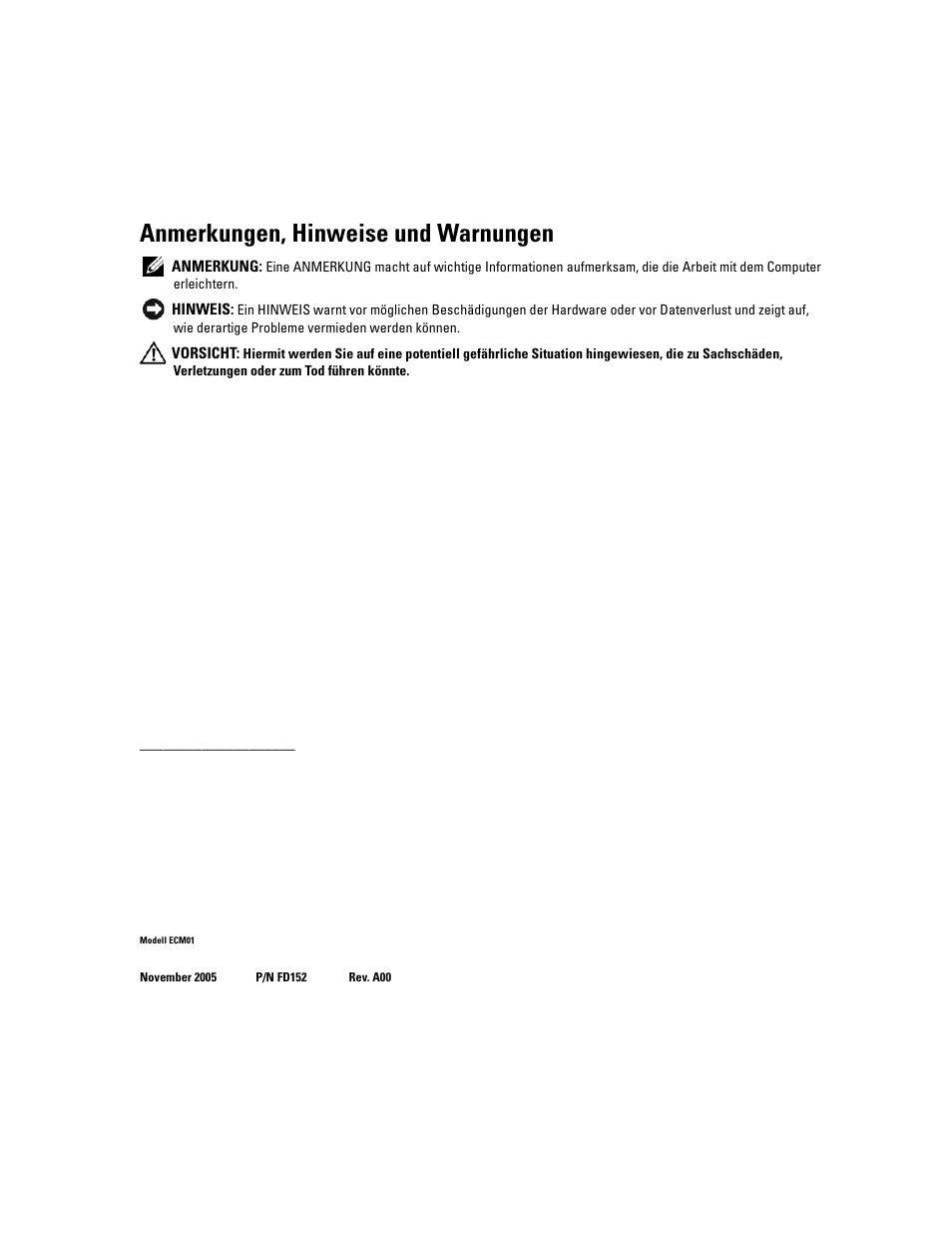 Anmerkungen, hinweise und warnungen | Dell PowerEdge 2900 User Manual | Page 40 / 116