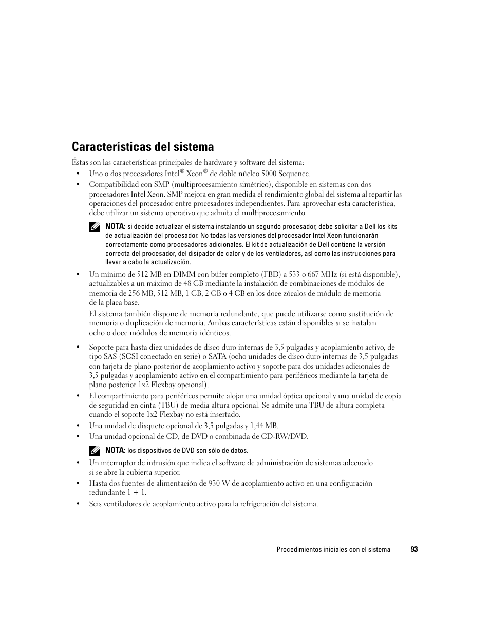 Características del sistema | Dell PowerEdge 2900 User Manual | Page 95 / 116