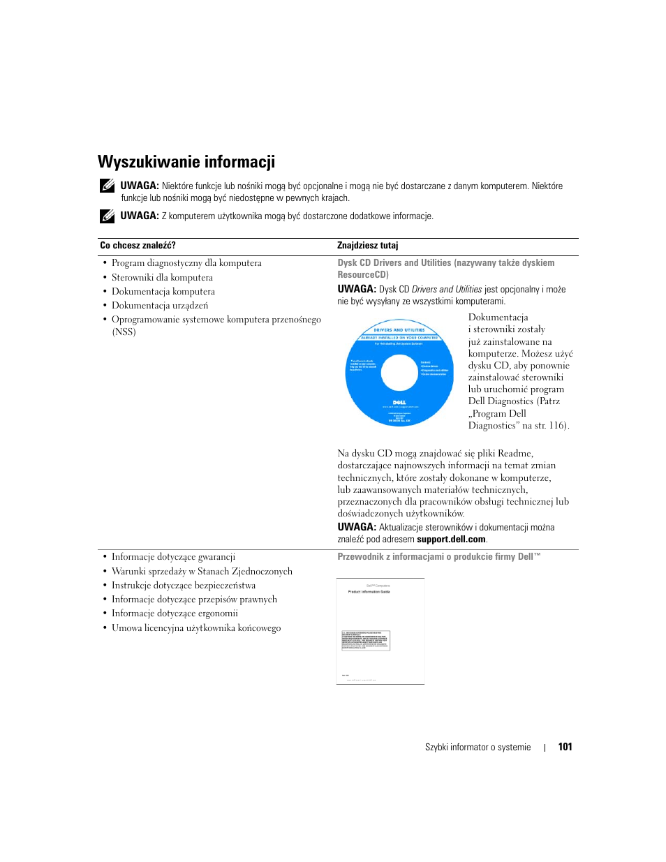 Wyszukiwanie informacji | Dell Precision M90 User Manual | Page 101 / 192