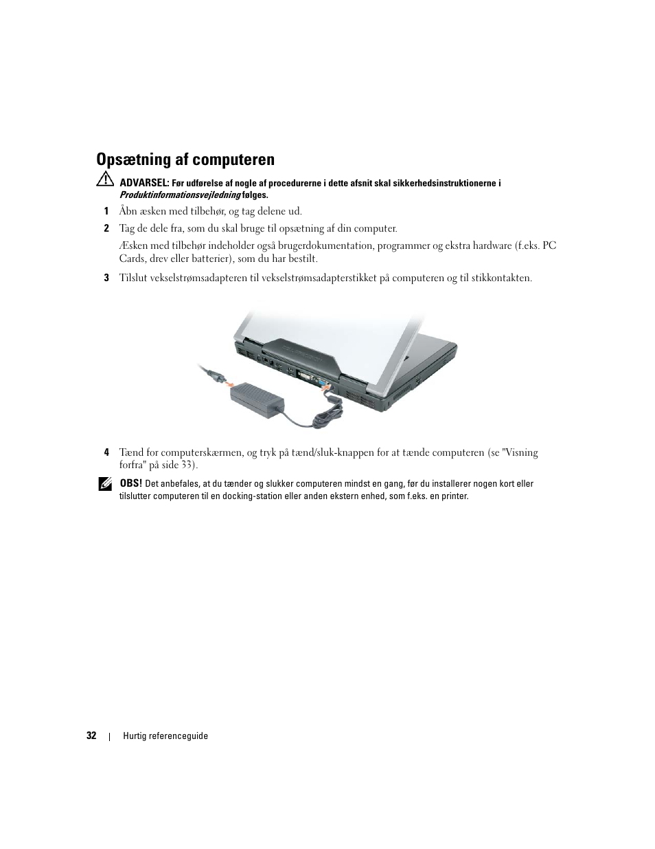 Opsætning af computeren | Dell Precision M90 User Manual | Page 32 / 192