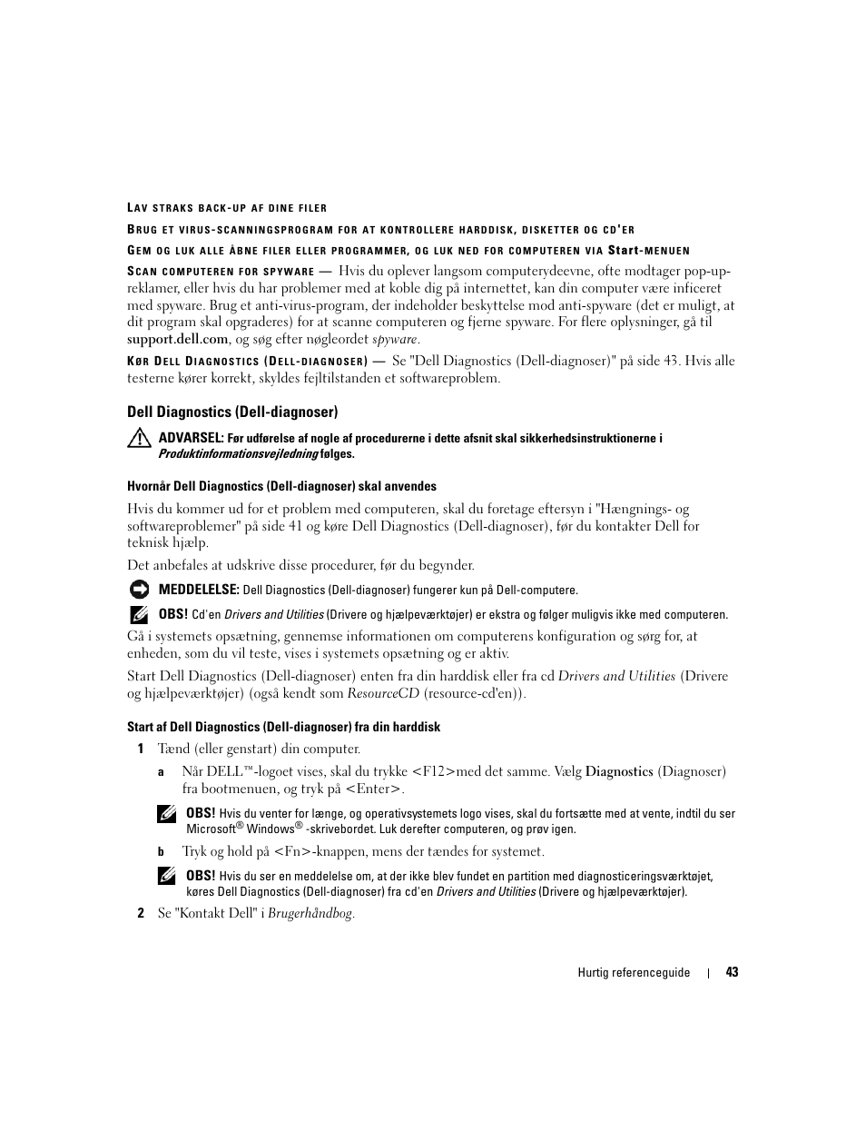 Dell diagnostics (dell-diagnoser) | Dell Precision M90 User Manual | Page 43 / 192