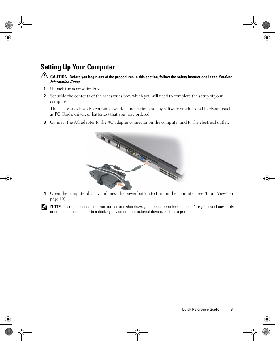 Setting up your computer | Dell Latitude D630 User Manual | Page 9 / 168