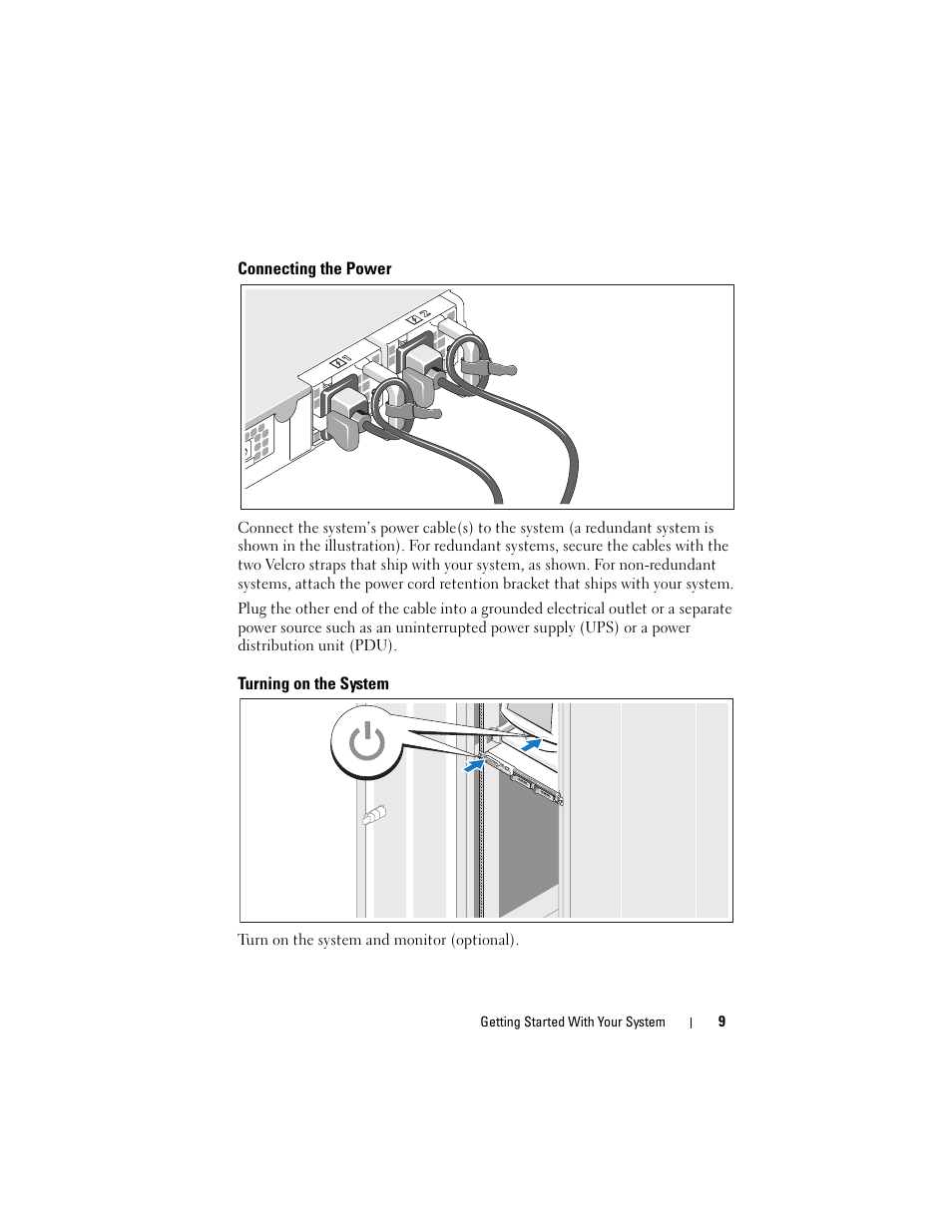 Connecting the power, Turning on the system | Dell PowerEdge R300 User Manual | Page 11 / 138