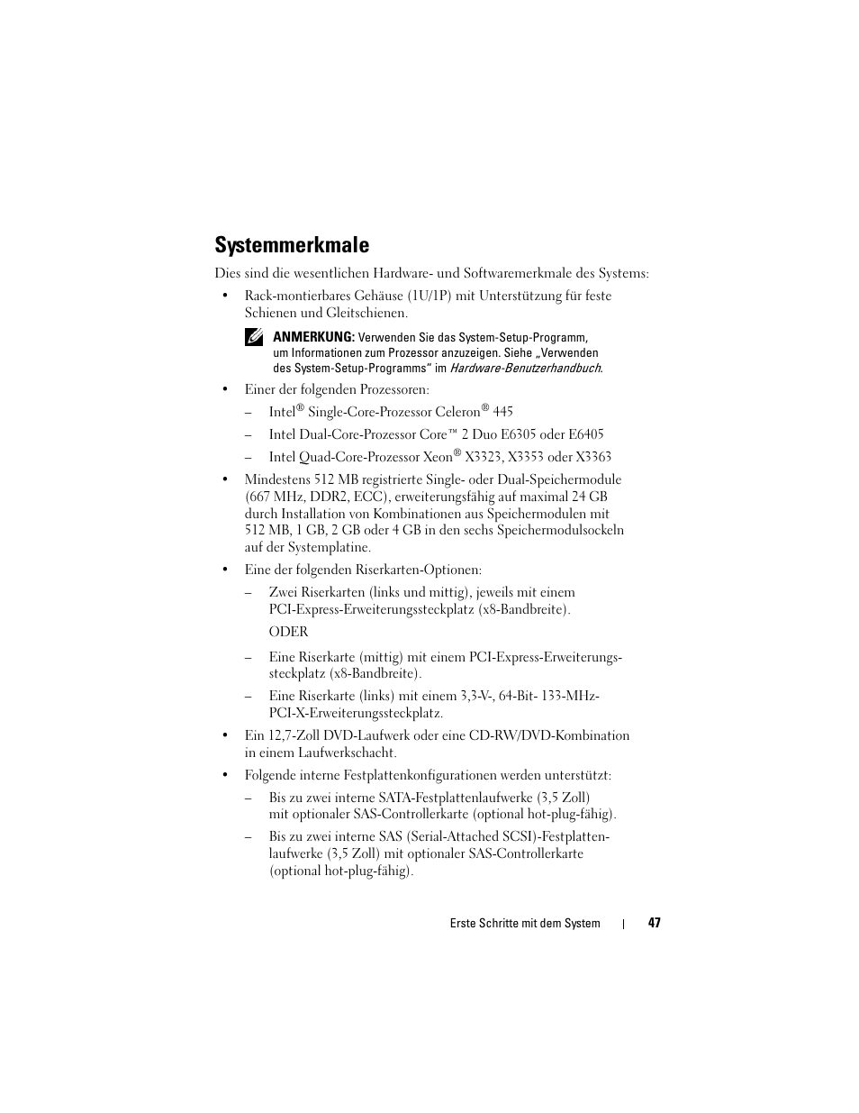 Systemmerkmale | Dell PowerEdge R300 User Manual | Page 49 / 138