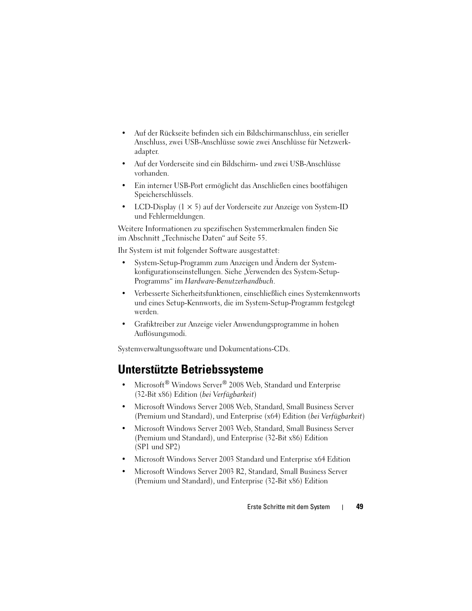 Unterstützte betriebssysteme | Dell PowerEdge R300 User Manual | Page 51 / 138