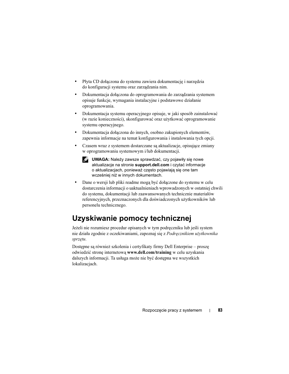 Uzyskiwanie pomocy technicznej | Dell PowerEdge R300 User Manual | Page 85 / 138