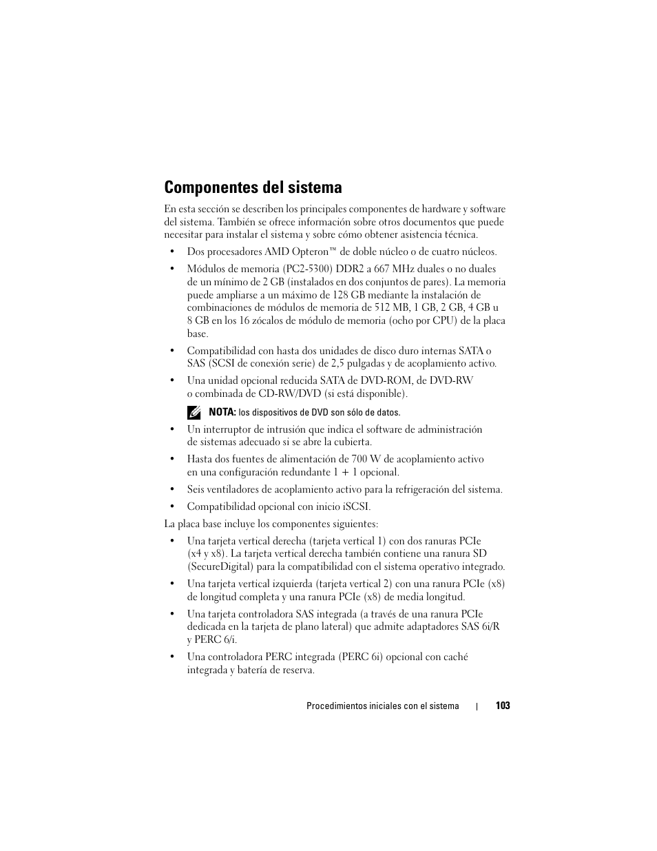 Componentes del sistema | Dell POWEREDGE R805 User Manual | Page 105 / 130