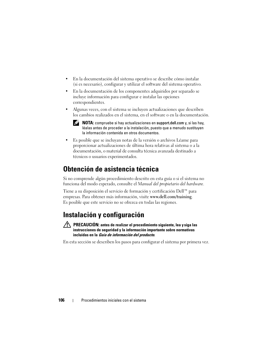 Obtención de asistencia técnica, Instalación y configuración | Dell POWEREDGE R805 User Manual | Page 108 / 130