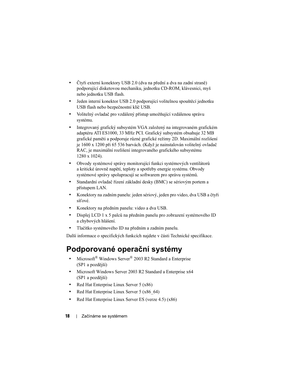 Podporované operační systémy | Dell POWEREDGE R805 User Manual | Page 20 / 130