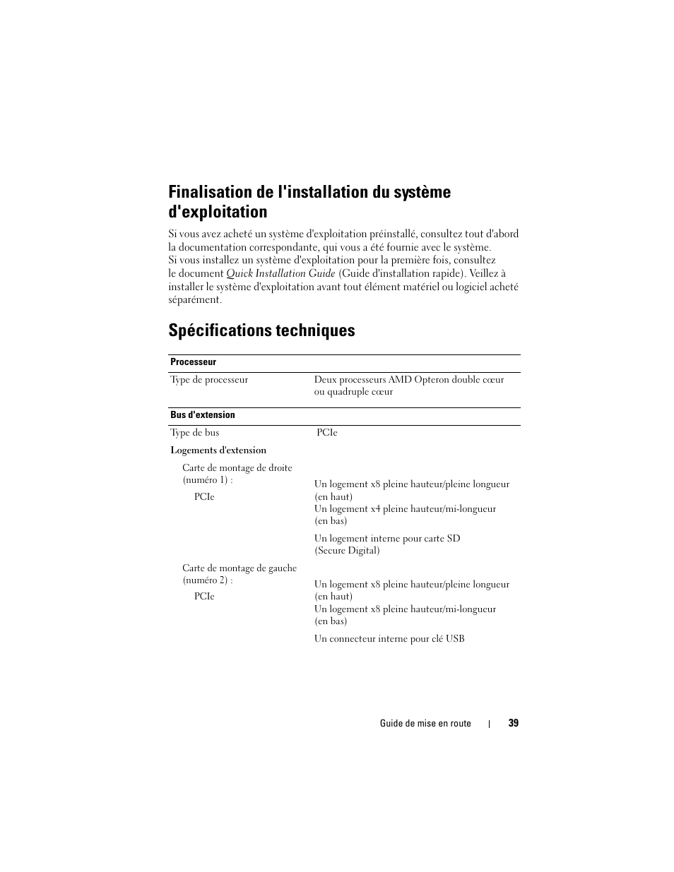 Spécifications techniques | Dell POWEREDGE R805 User Manual | Page 41 / 130