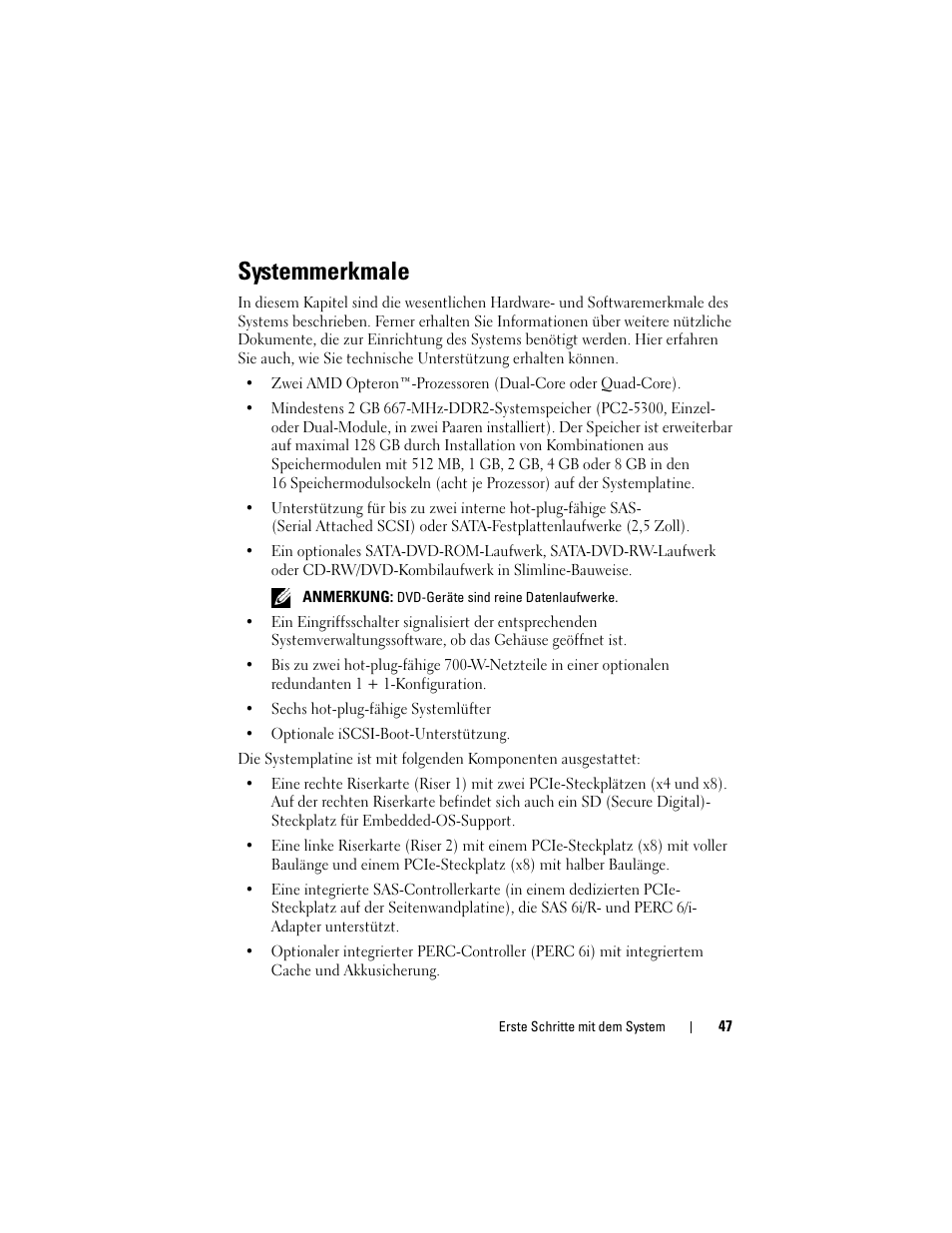 Systemmerkmale | Dell POWEREDGE R805 User Manual | Page 49 / 130