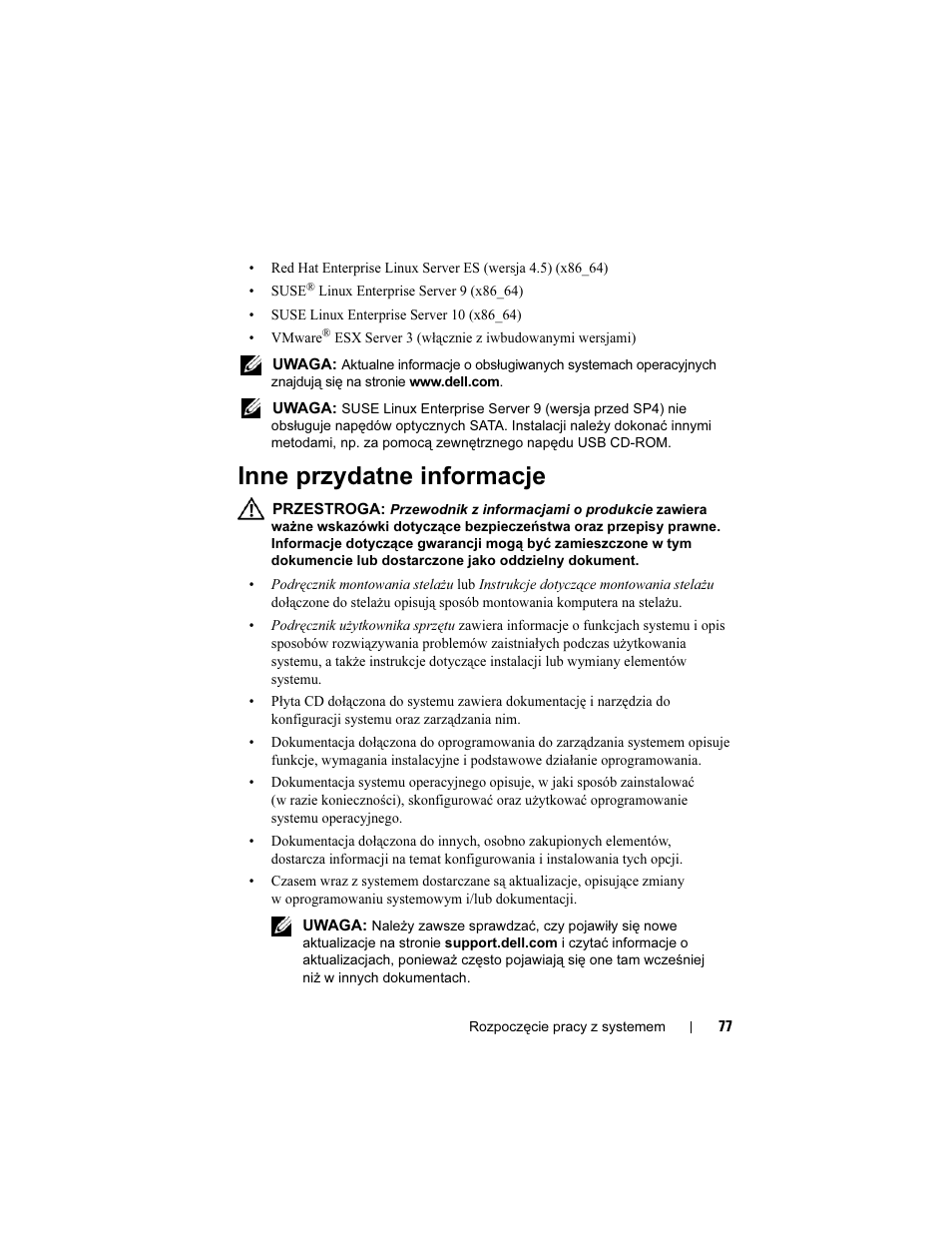 Inne przydatne informacje | Dell POWEREDGE R805 User Manual | Page 79 / 130