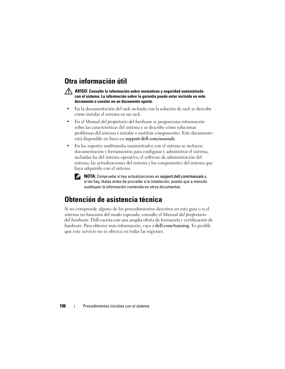 Otra información útil, Obtención de asistencia técnica | Dell POWEREDGE R515 User Manual | Page 108 / 142