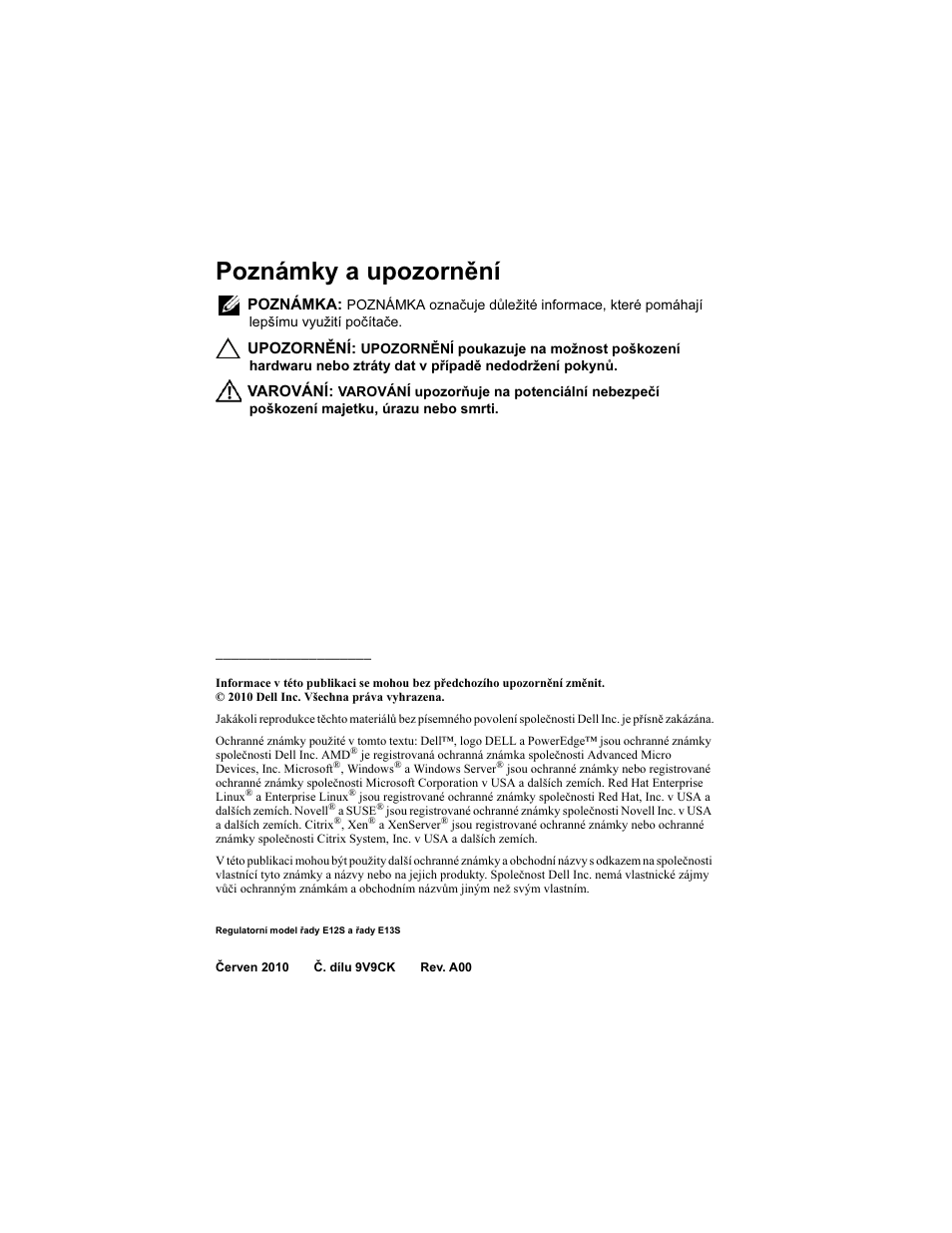 Poznámky a upozornění | Dell POWEREDGE R515 User Manual | Page 18 / 142