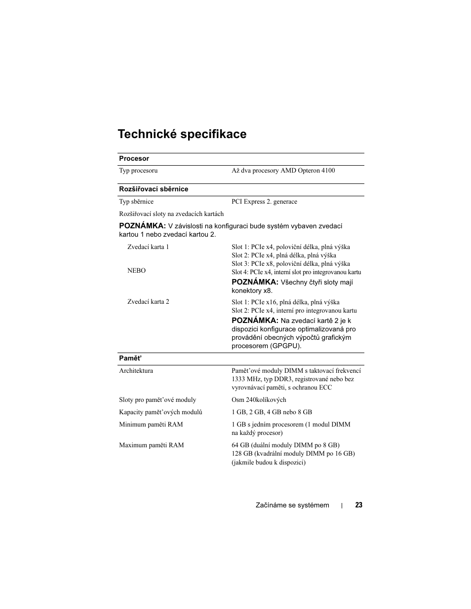 Technické specifikace | Dell POWEREDGE R515 User Manual | Page 25 / 142