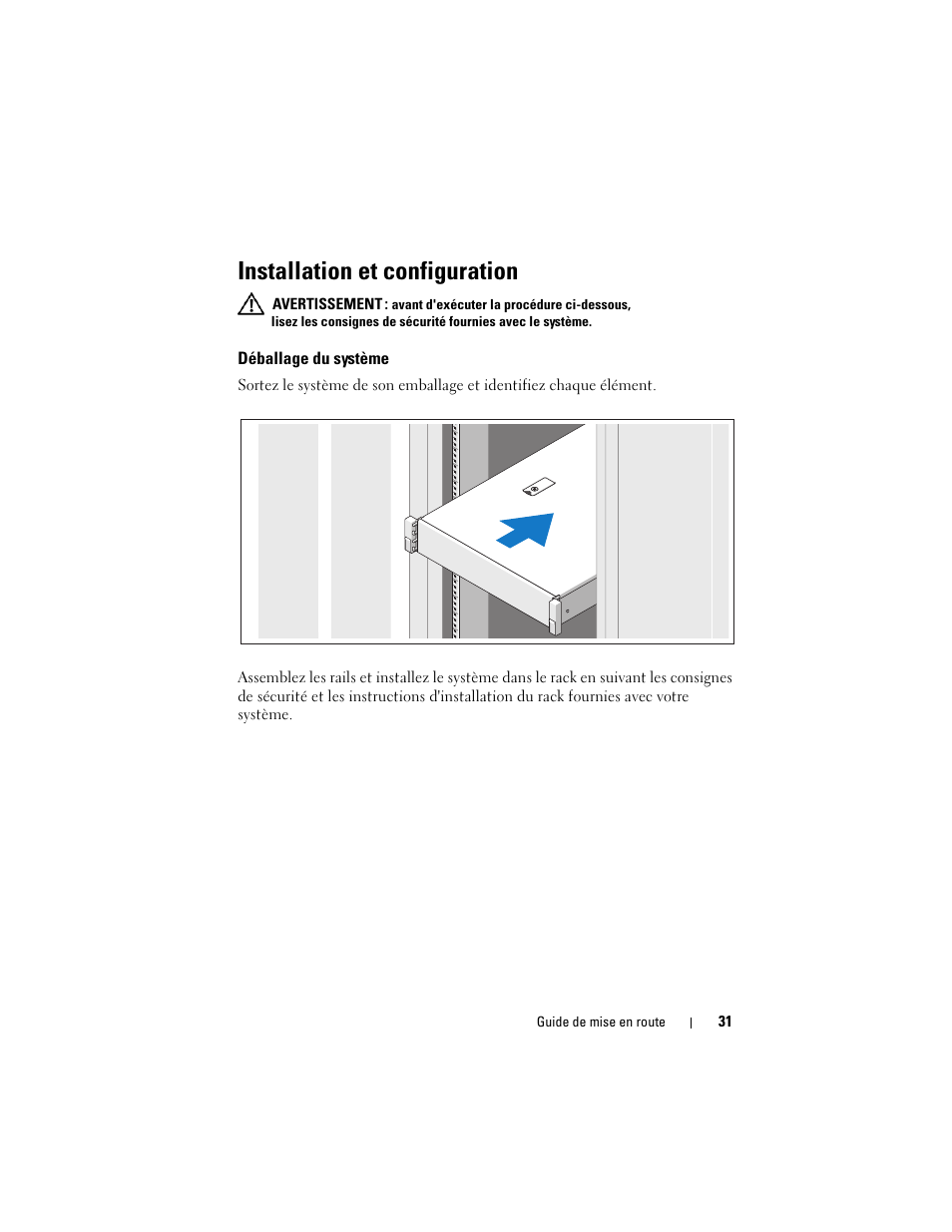 Installation et configuration, Déballage du système | Dell POWEREDGE R515 User Manual | Page 33 / 142