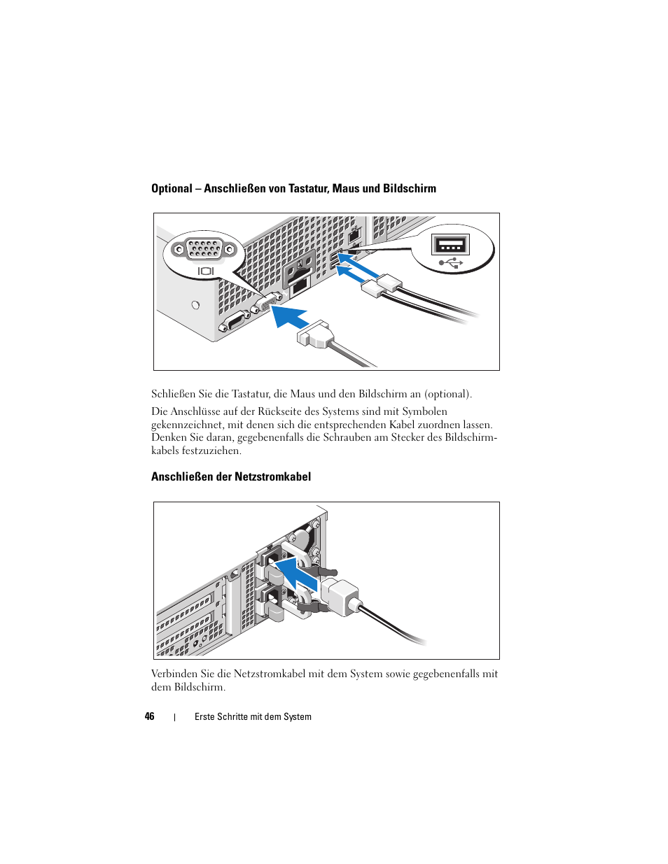 Anschließen der netzstromkabel | Dell POWEREDGE R515 User Manual | Page 48 / 142