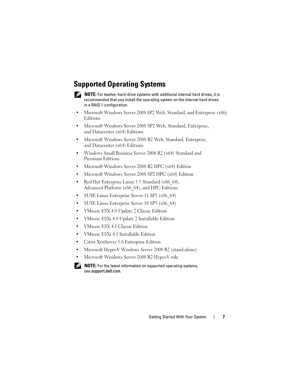 Supported operating systems | Dell POWEREDGE R515 User Manual | Page 9 / 142