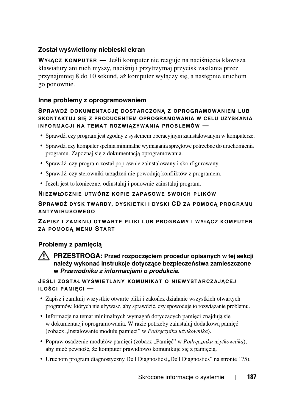 Przestroga | Dell Precision T5400 User Manual | Page 187 / 340