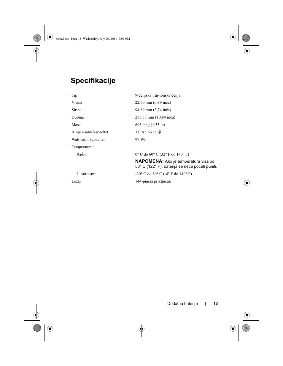 Specifikacije | Dell Latitude E5520 User Manual | Page 15 / 96