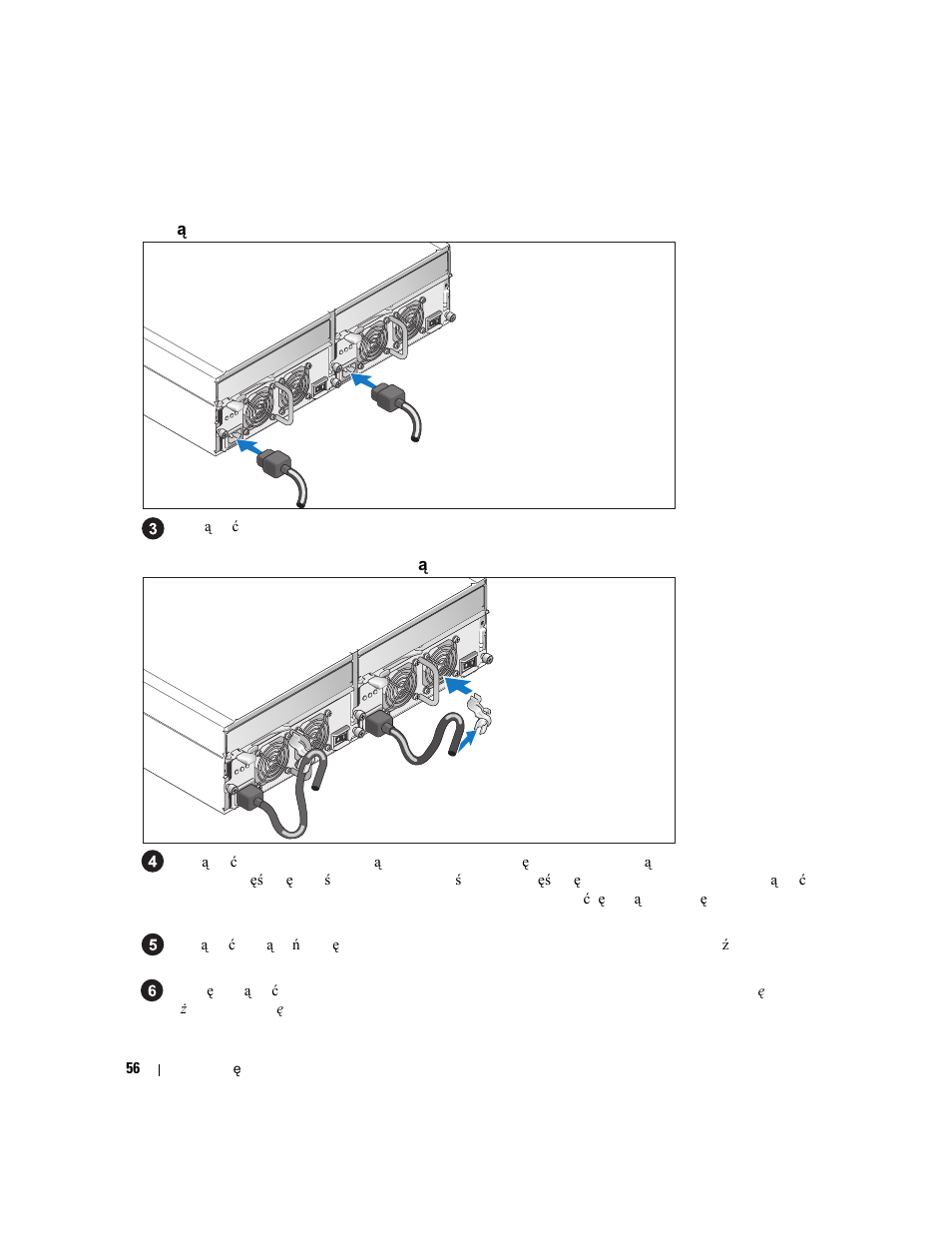 Podłączanie kabla zasilania | Dell PowerVault MD3000 User Manual | Page 58 / 104