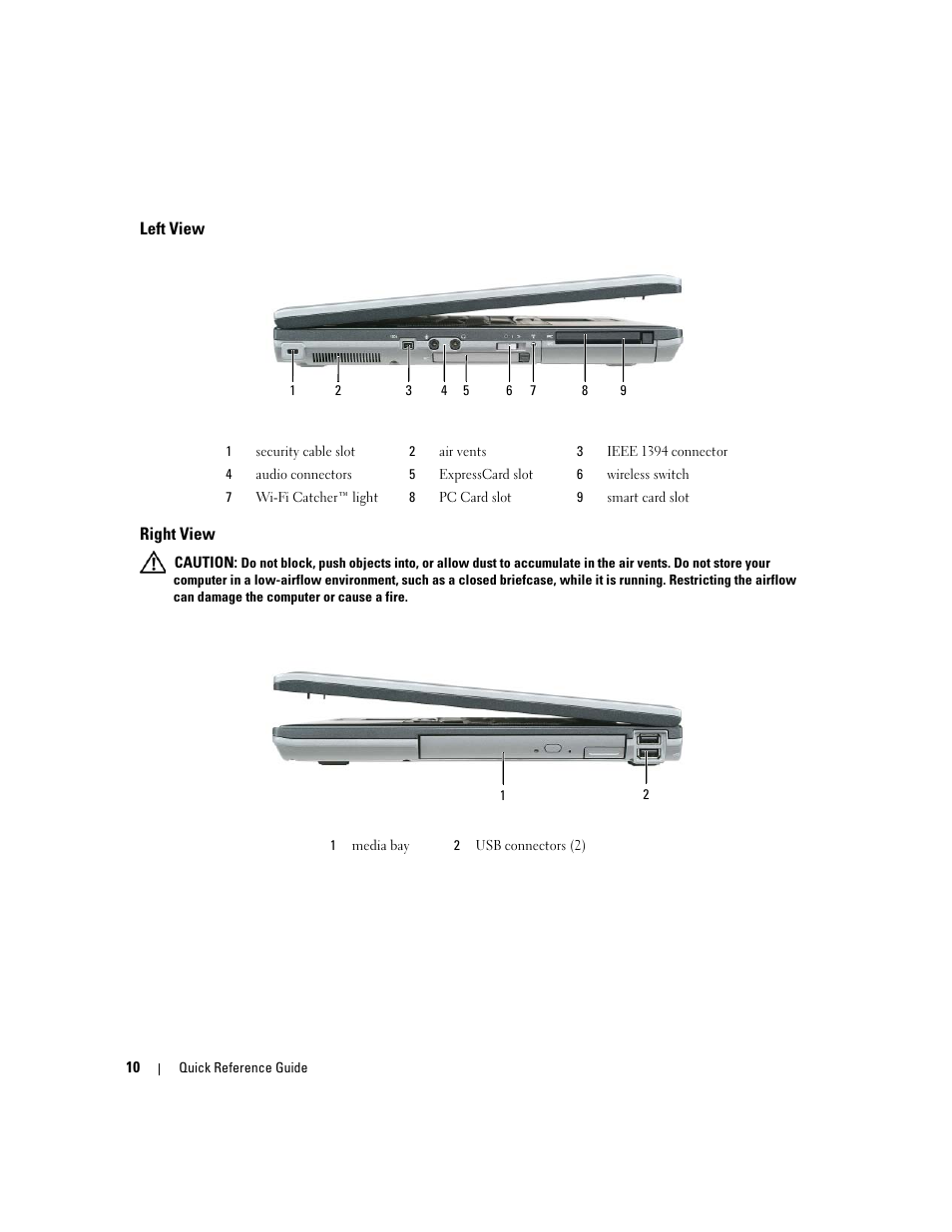 Left view, Right view | Dell Precision M4300 User Manual | Page 10 / 246