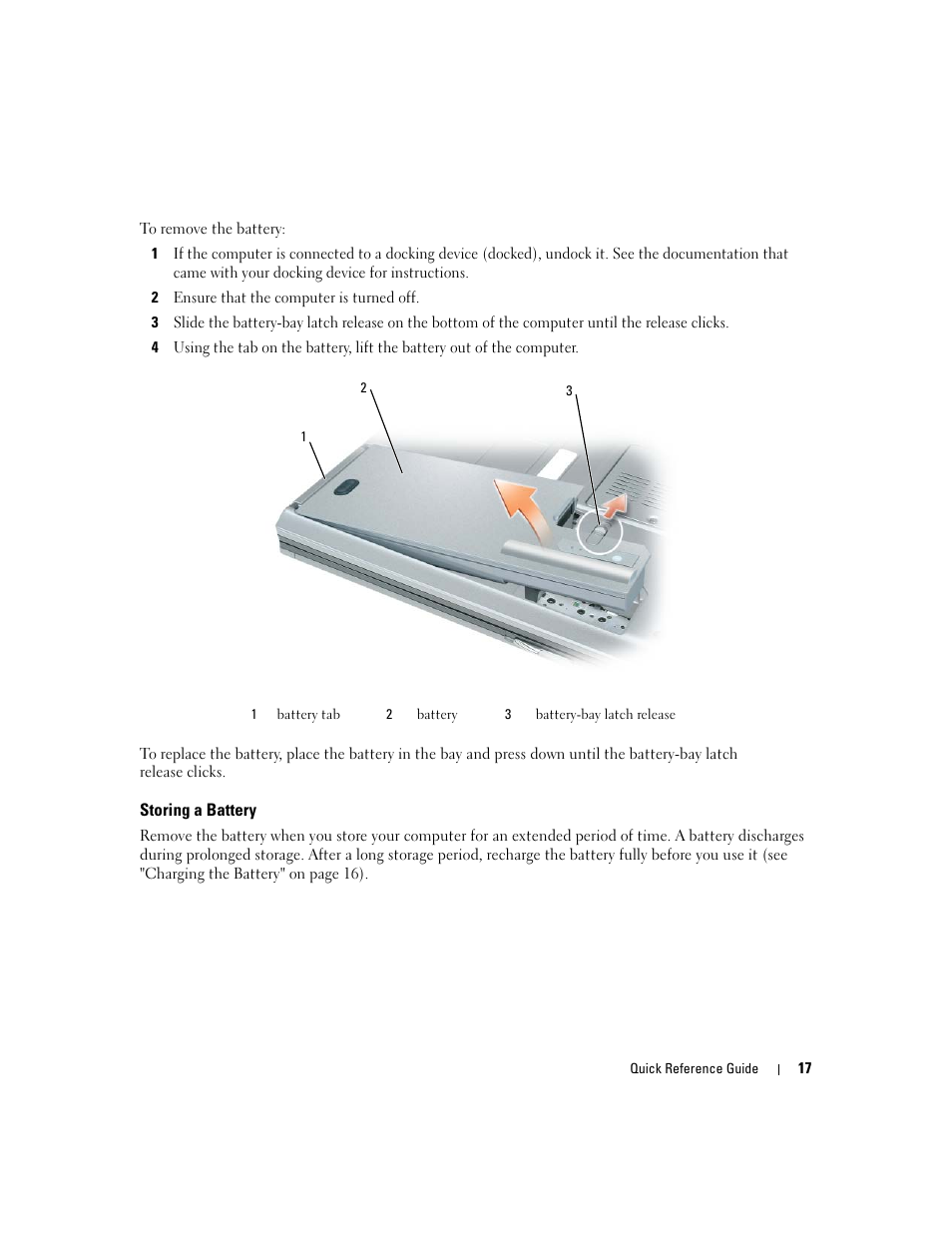 Storing a battery | Dell Precision M4300 User Manual | Page 17 / 246