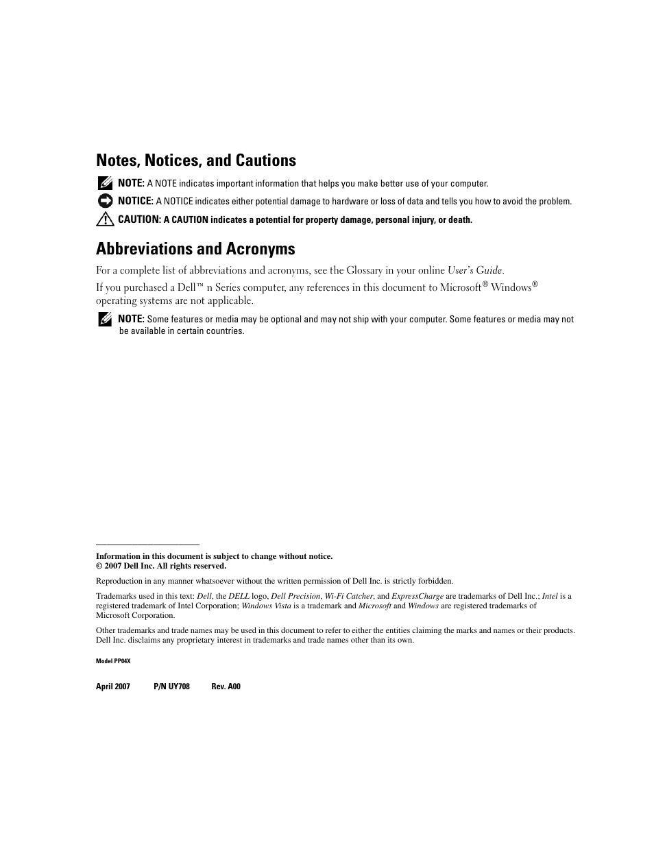 Abbreviations and acronyms | Dell Precision M4300 User Manual | Page 2 / 246