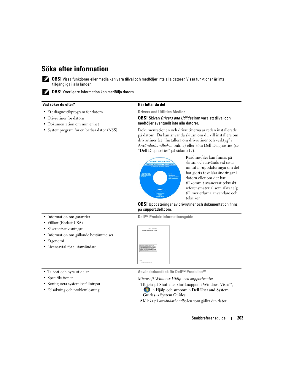 Söka efter information | Dell Precision M4300 User Manual | Page 203 / 246