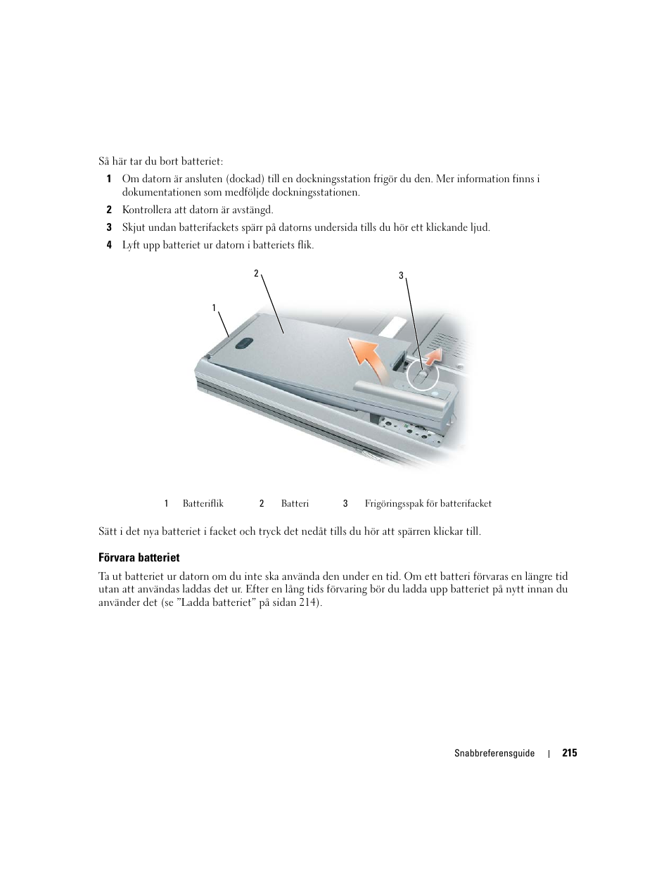 Förvara batteriet | Dell Precision M4300 User Manual | Page 215 / 246