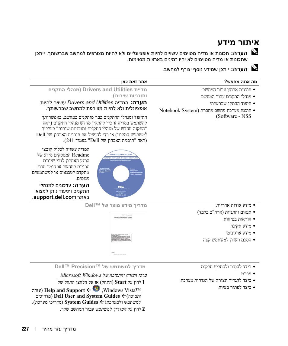 עדימ רותיא, הרעה | Dell Precision M4300 User Manual | Page 242 / 246