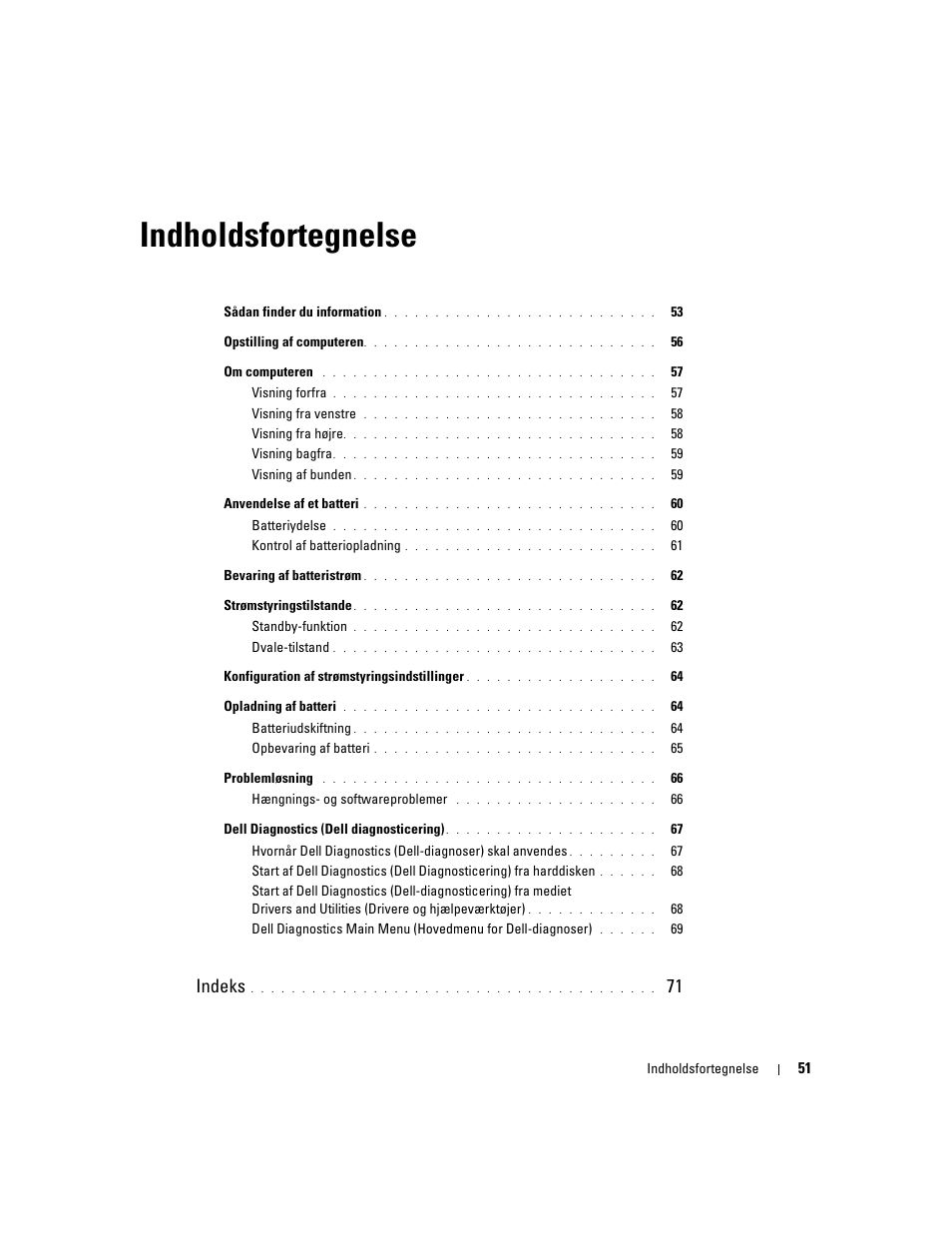 Indholdsfortegnelse, Indeks | Dell Precision M4300 User Manual | Page 51 / 246