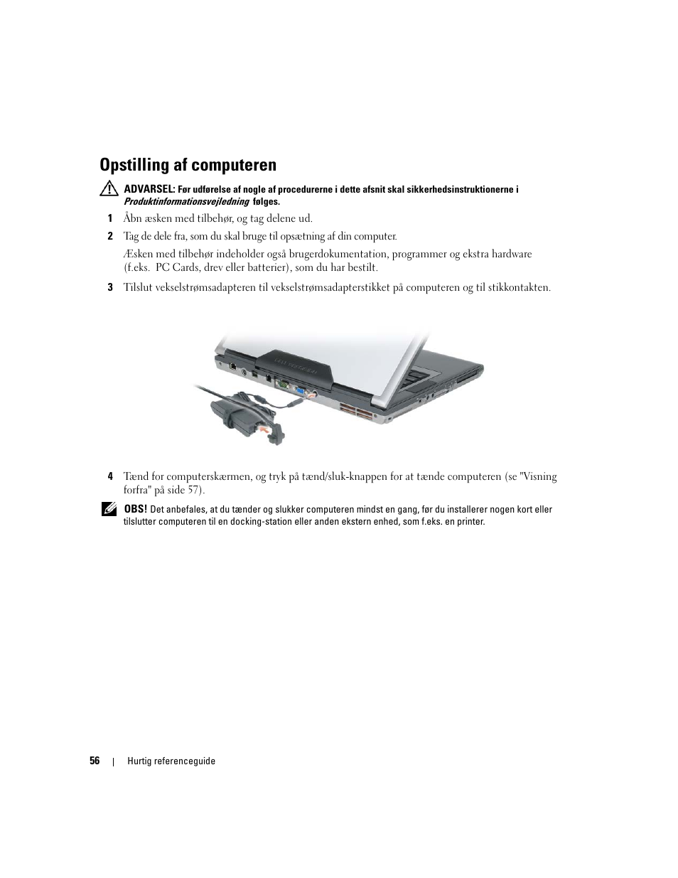 Opstilling af computeren | Dell Precision M4300 User Manual | Page 56 / 246