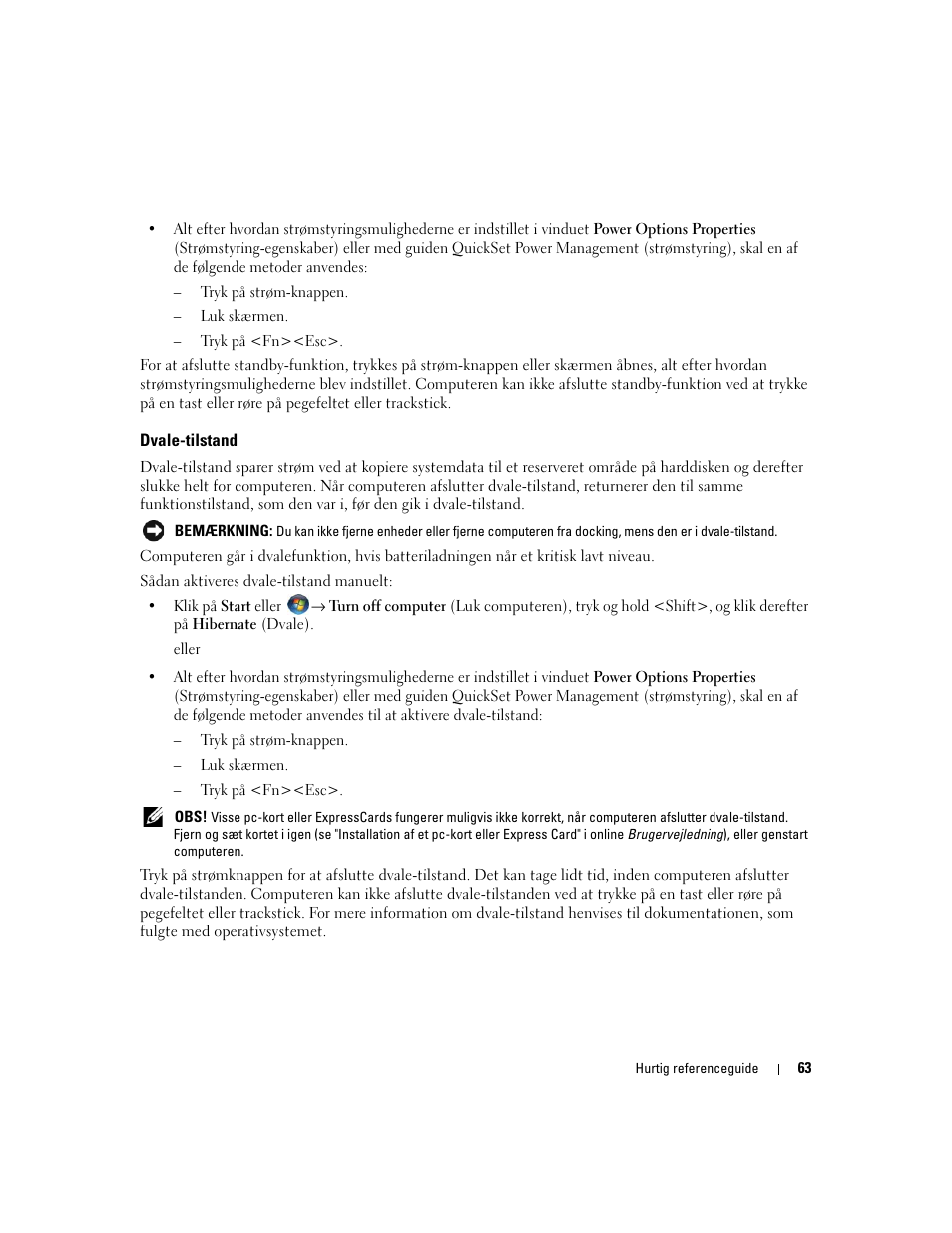 Dvale-tilstand | Dell Precision M4300 User Manual | Page 63 / 246
