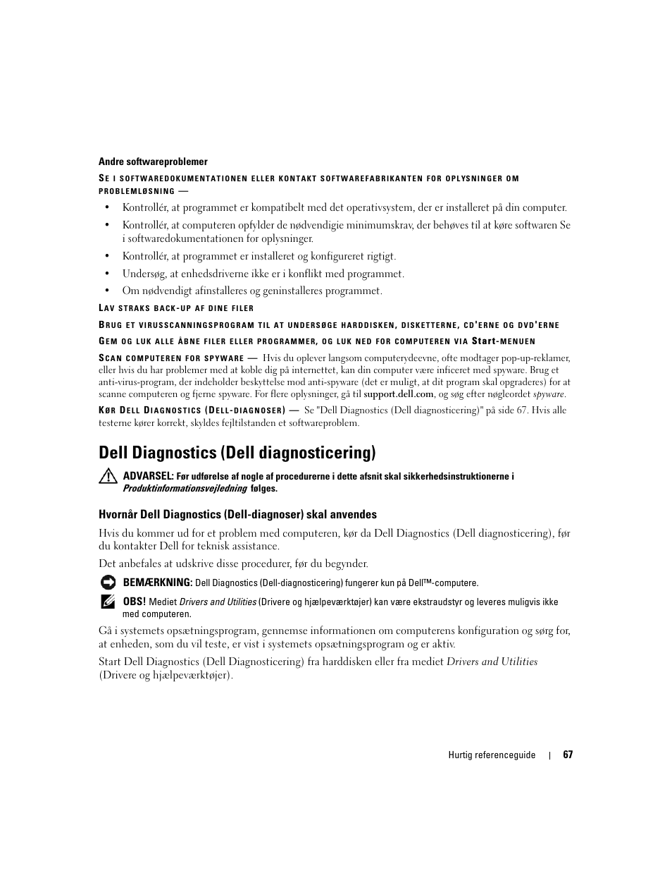 Dell diagnostics (dell diagnosticering) | Dell Precision M4300 User Manual | Page 67 / 246