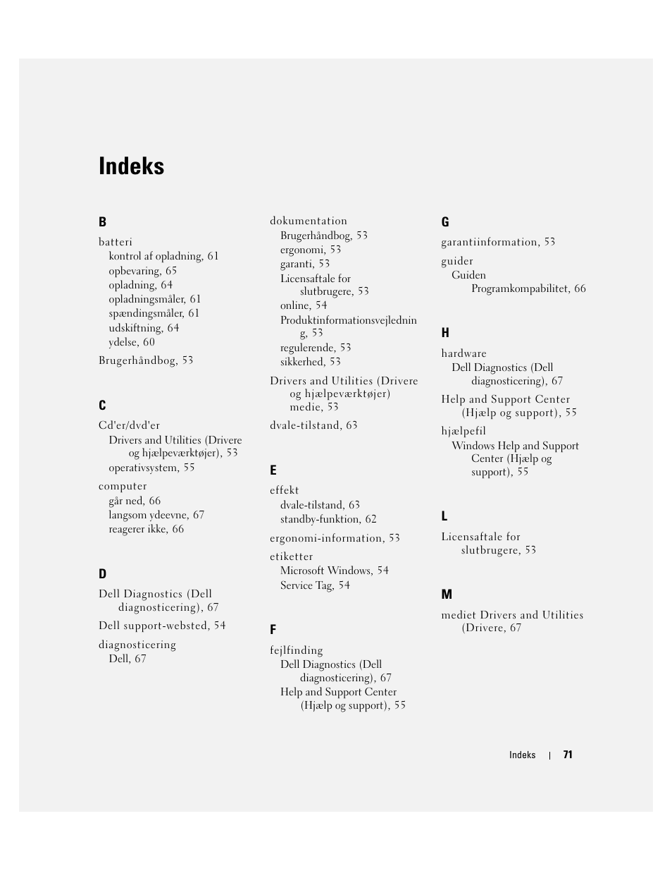 Indeks | Dell Precision M4300 User Manual | Page 71 / 246