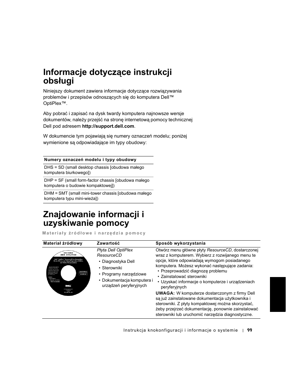 Informacje dotyczące instrukcji obsługi, Znajdowanie informacji i uzyskiwanie pomocy, Polski | Dell OptiPlex GX240 User Manual | Page 101 / 182