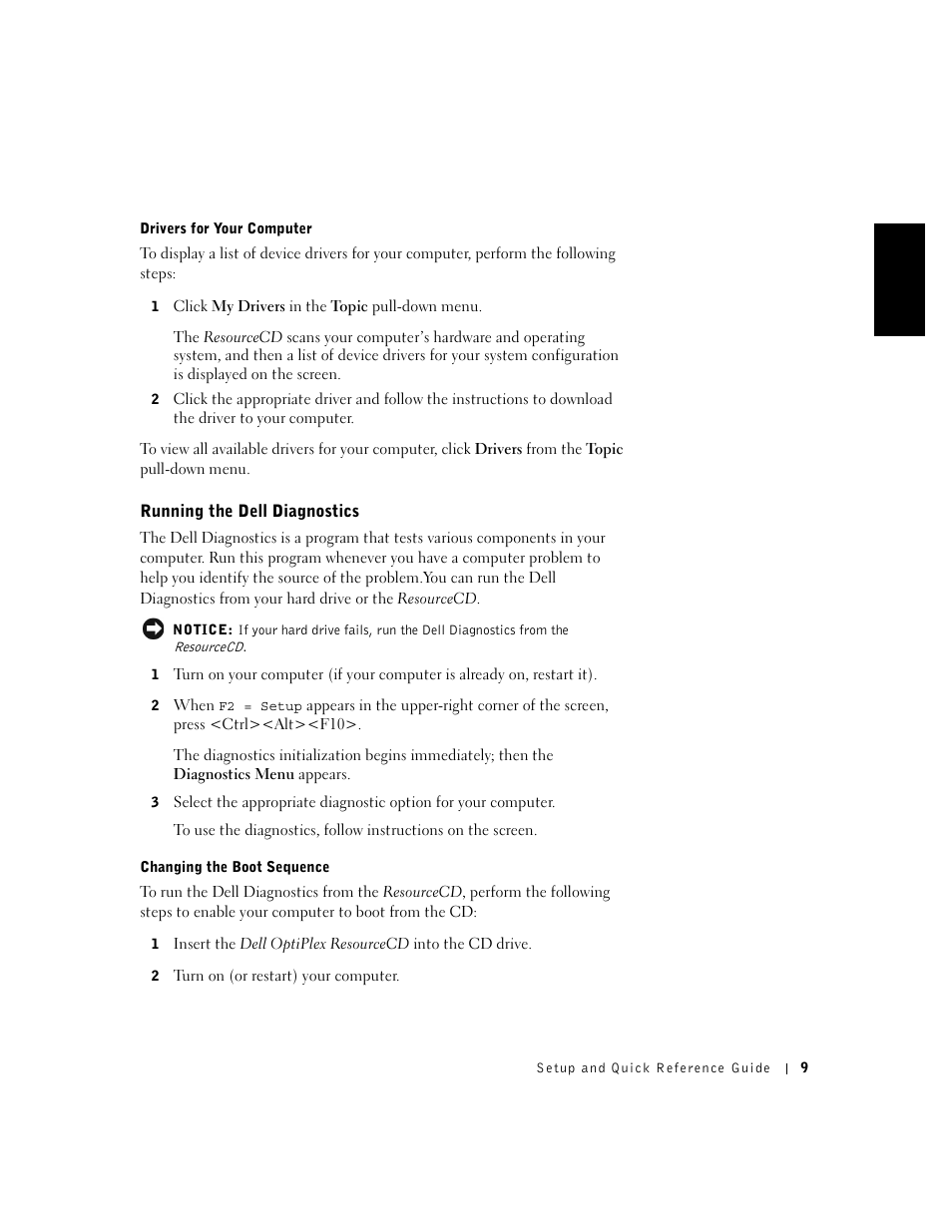 Running the dell diagnostics | Dell OptiPlex GX240 User Manual | Page 11 / 182