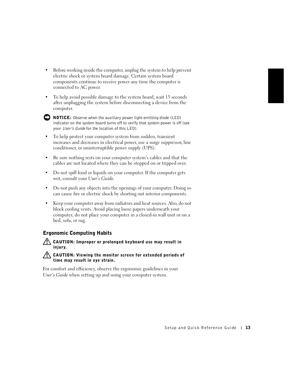 Ergonomic computing habits | Dell OptiPlex GX240 User Manual | Page 15 / 182
