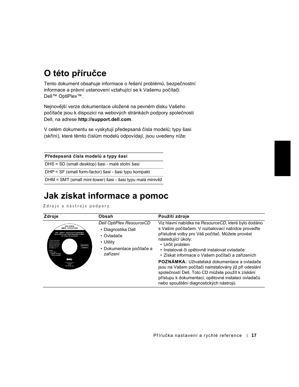 O této příručce, Jak získat informace a pomoc, Cešky | Dell OptiPlex GX240 User Manual | Page 19 / 182