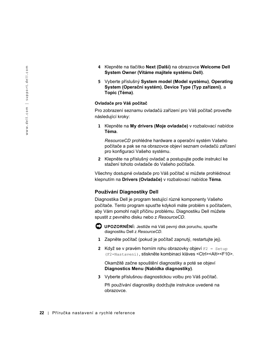 Používání diagnostiky dell | Dell OptiPlex GX240 User Manual | Page 24 / 182