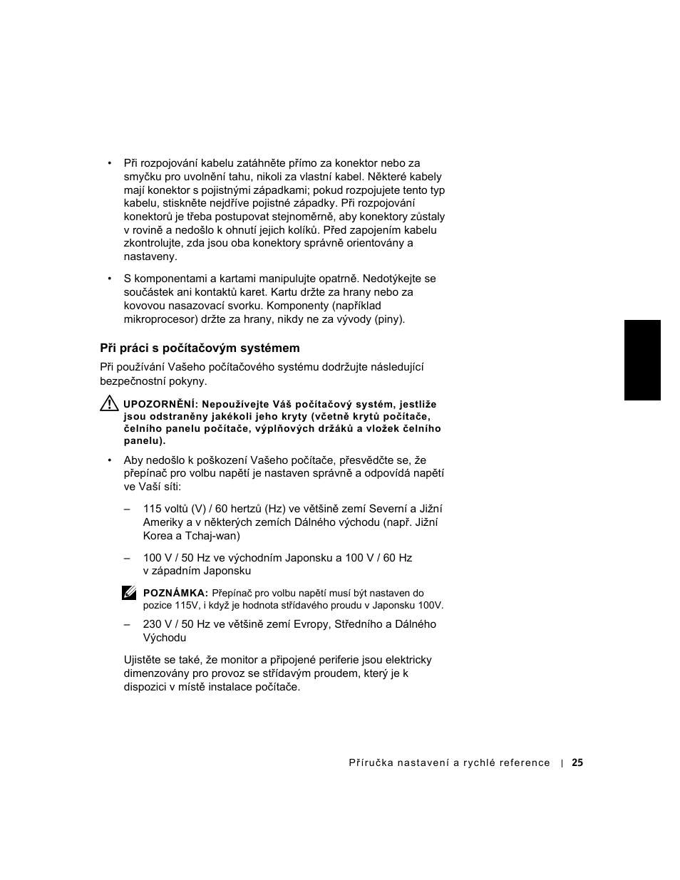 Při práci s počítačovým systémem | Dell OptiPlex GX240 User Manual | Page 27 / 182