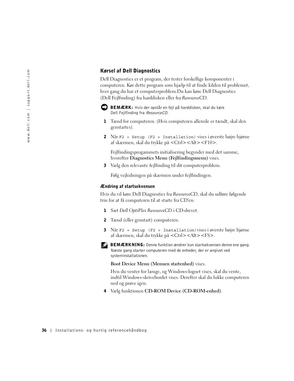 Kørsel af dell diagnostics | Dell OptiPlex GX240 User Manual | Page 38 / 182