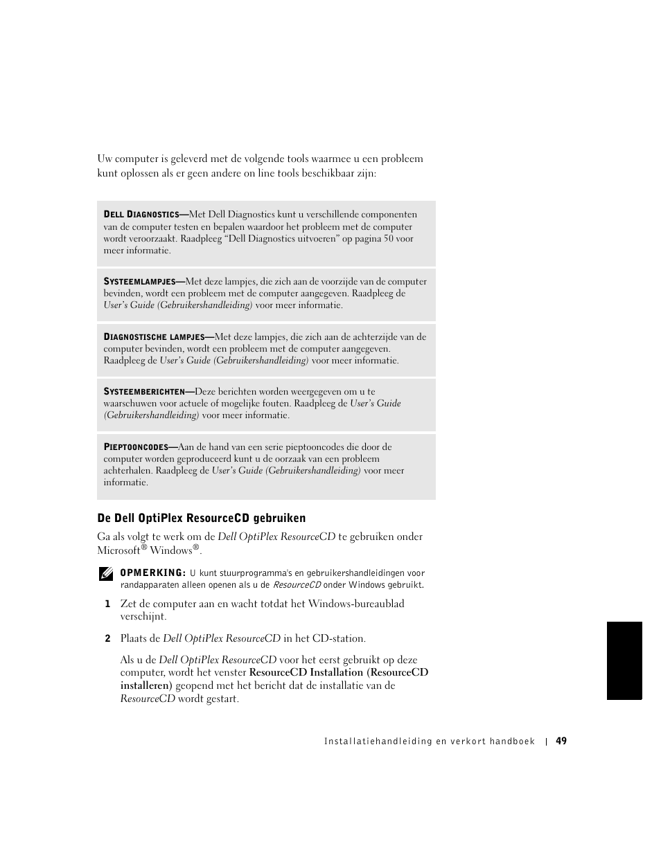 De dell optiplex resourcecd gebruiken | Dell OptiPlex GX240 User Manual | Page 51 / 182