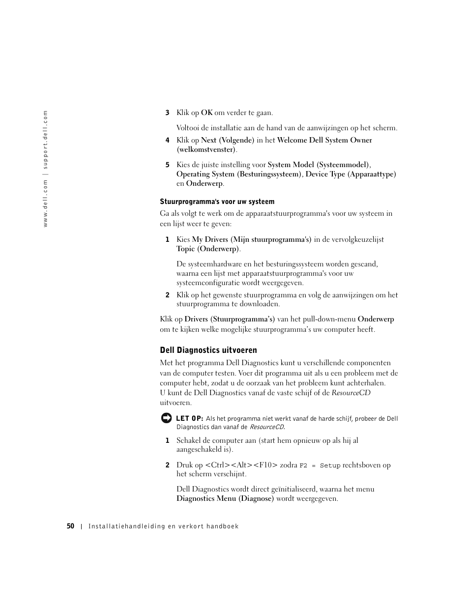 Dell diagnostics uitvoeren | Dell OptiPlex GX240 User Manual | Page 52 / 182